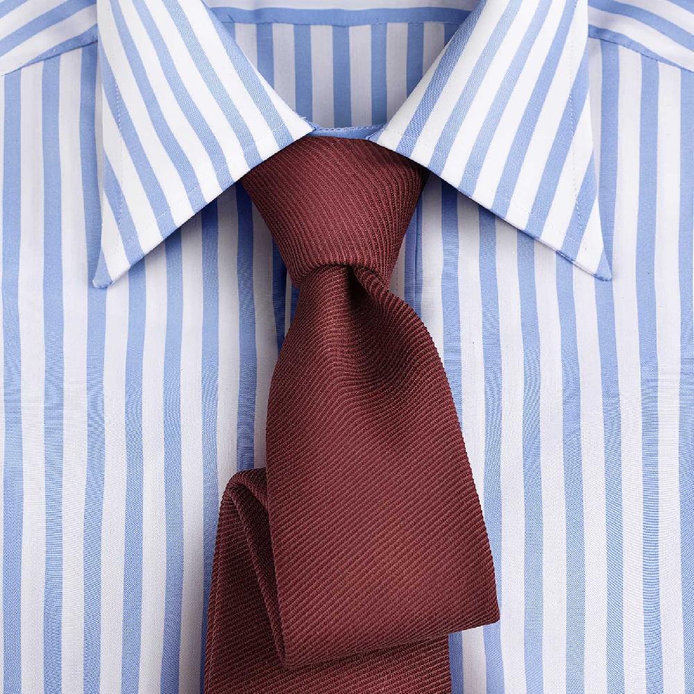 Rubinacci Camicia in cotone rigato bianco e celeste Outlet
