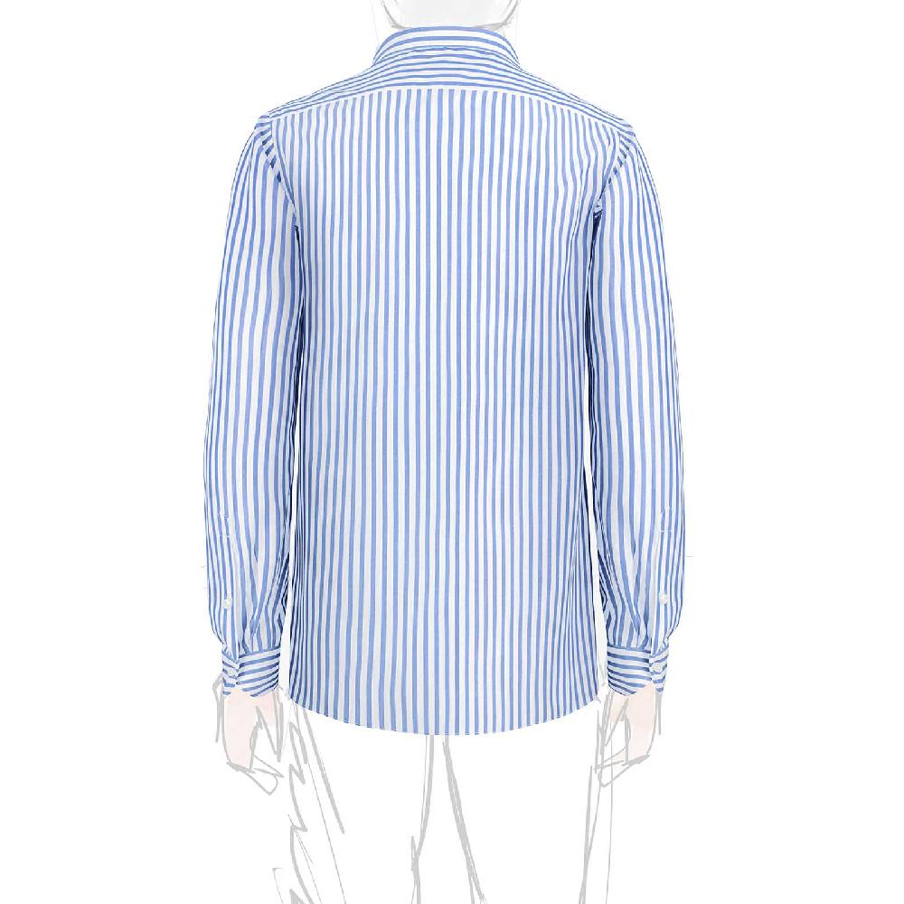 Rubinacci Camicia in cotone rigato bianco e celeste Outlet