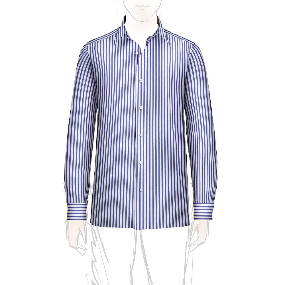 Rubinacci Camicia in cotone rigato bianco e blu In Vendita