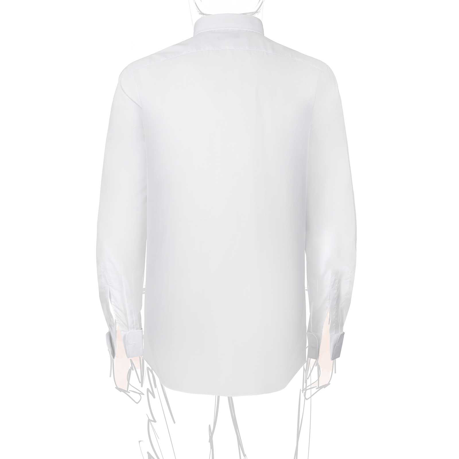 Rubinacci Camicia in cotone bianca polsi gemelli Spedizione Gratuita