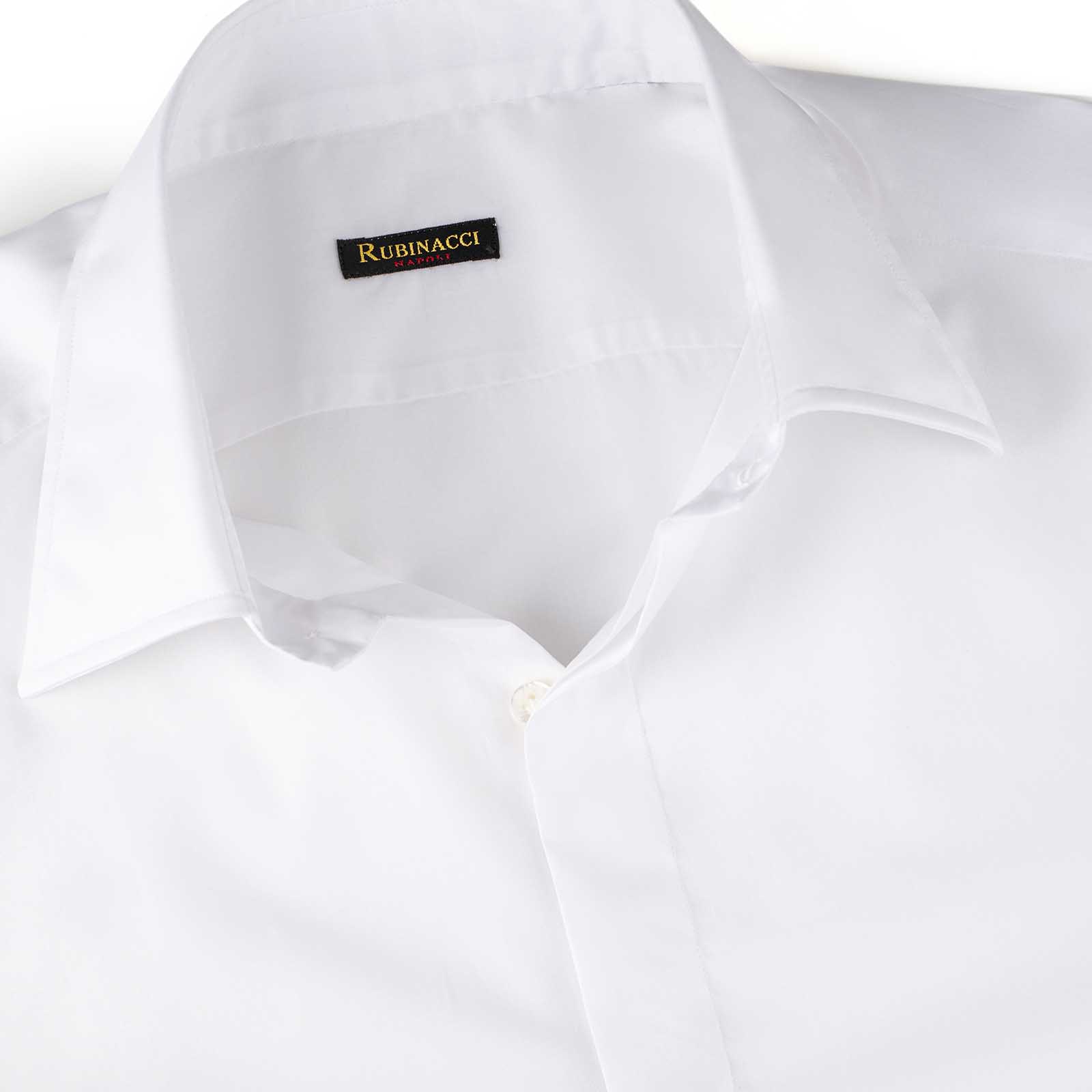 Rubinacci Camicia in cotone bianca polsi gemelli Spedizione Gratuita