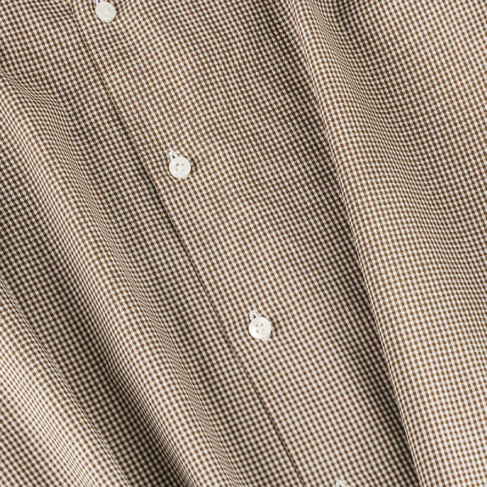 Rubinacci Camicia con collo bianco quadretto marrone Soddisfazione Garantita