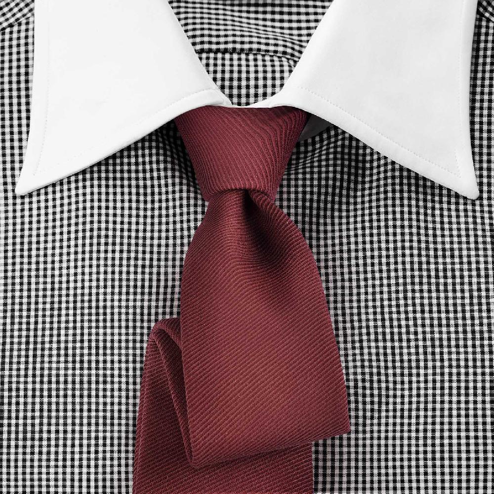 Rubinacci Camicia con collo bianco quadretto nero Qualità Garantita
