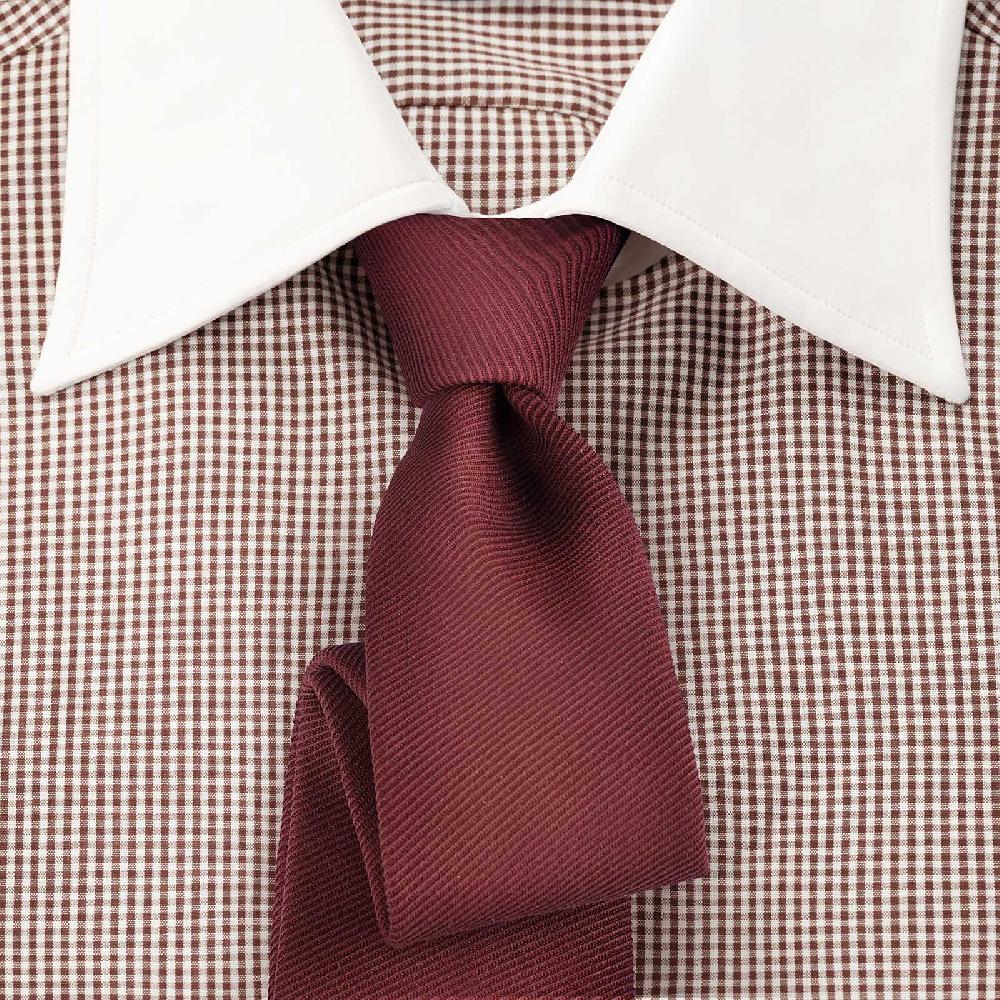 Rubinacci Camicia con collo bianco quadretto marrone Negozi Online