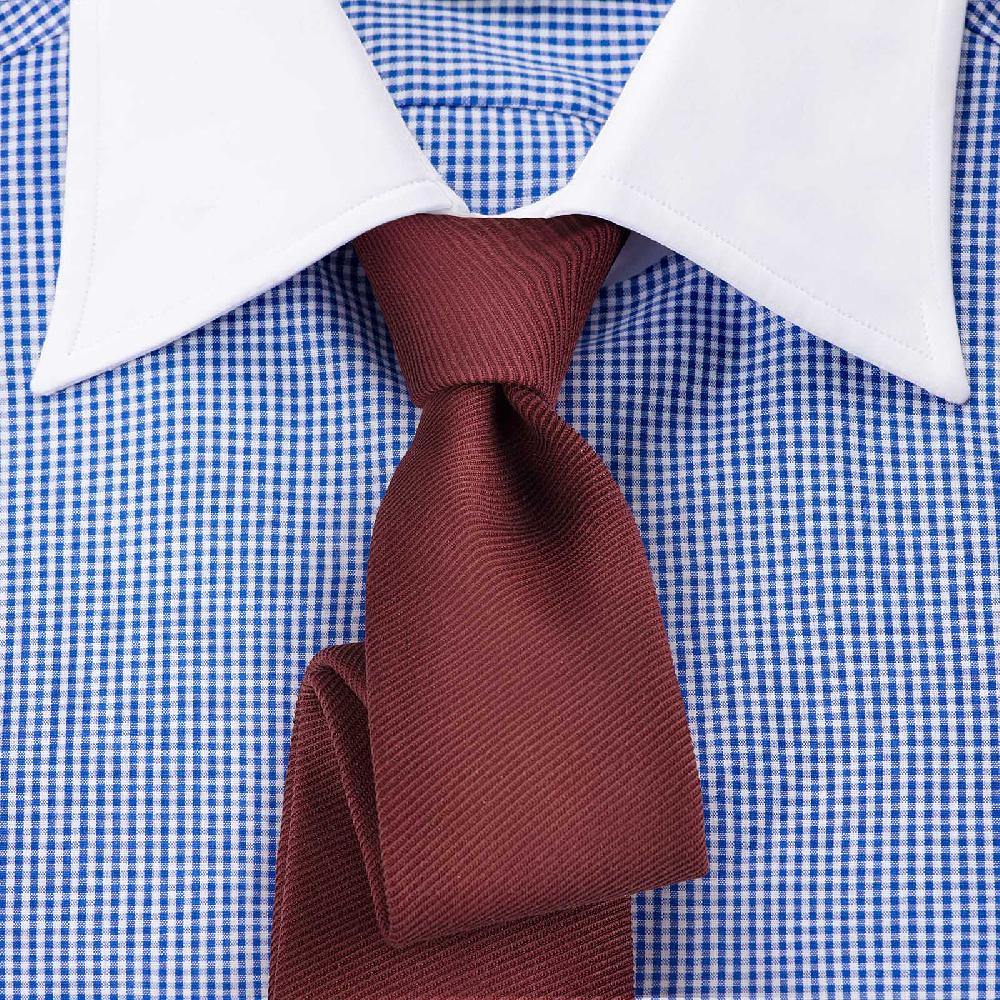 Rubinacci Camicia con collo bianco quadretto blu Consegna Veloce