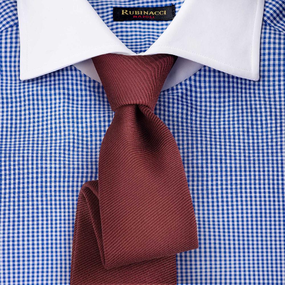 Rubinacci Camicia con collo bianco quadretto blu Promozione Limitata