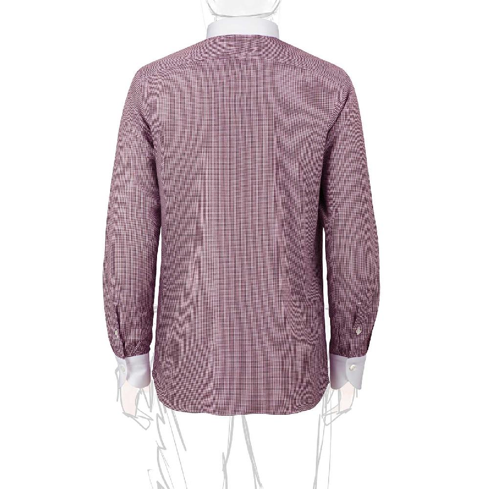 Rubinacci Camicia con collo bianco quadretto bordeaux Fino Al -60%