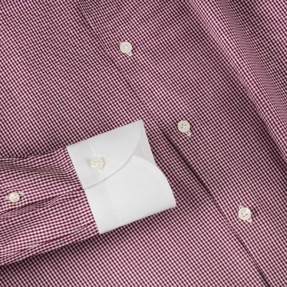 Rubinacci Camicia con collo bianco quadretto bordeaux Fino Al -60%