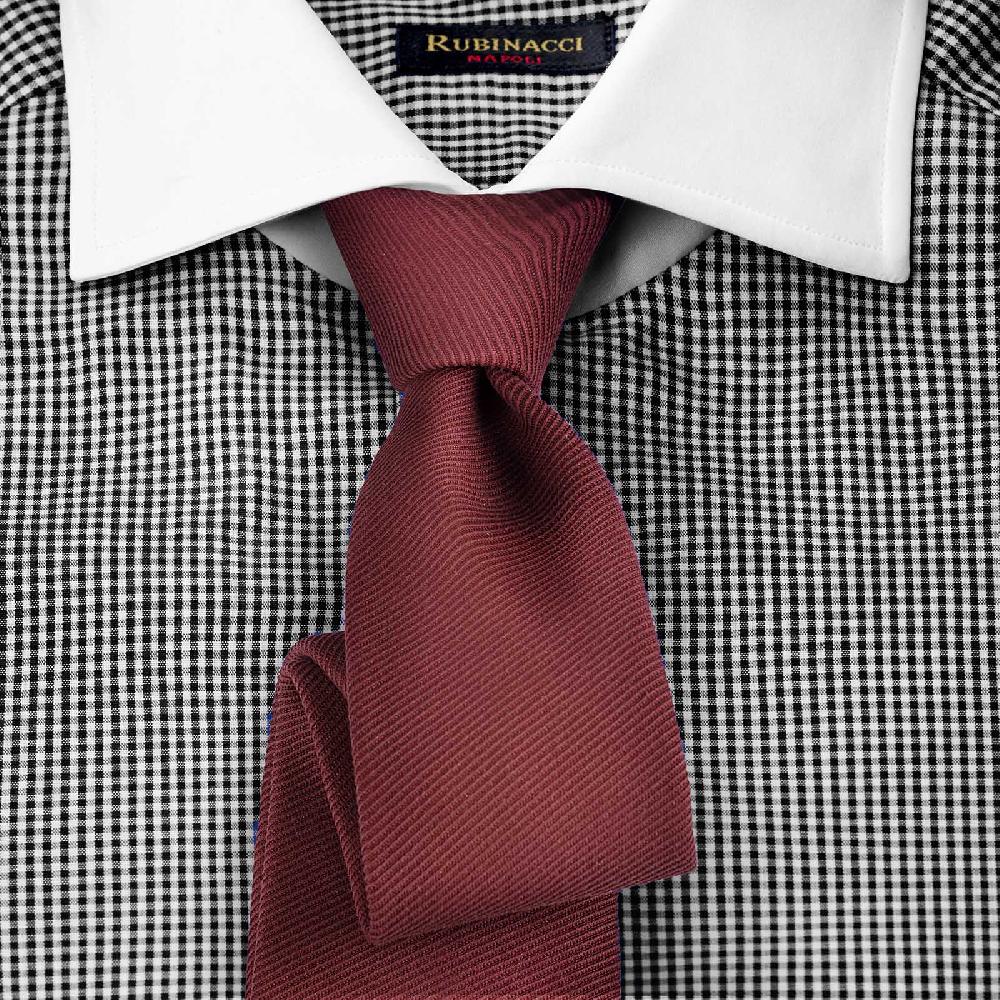Rubinacci Camicia con collo bianco quadretto nero Shopping Online