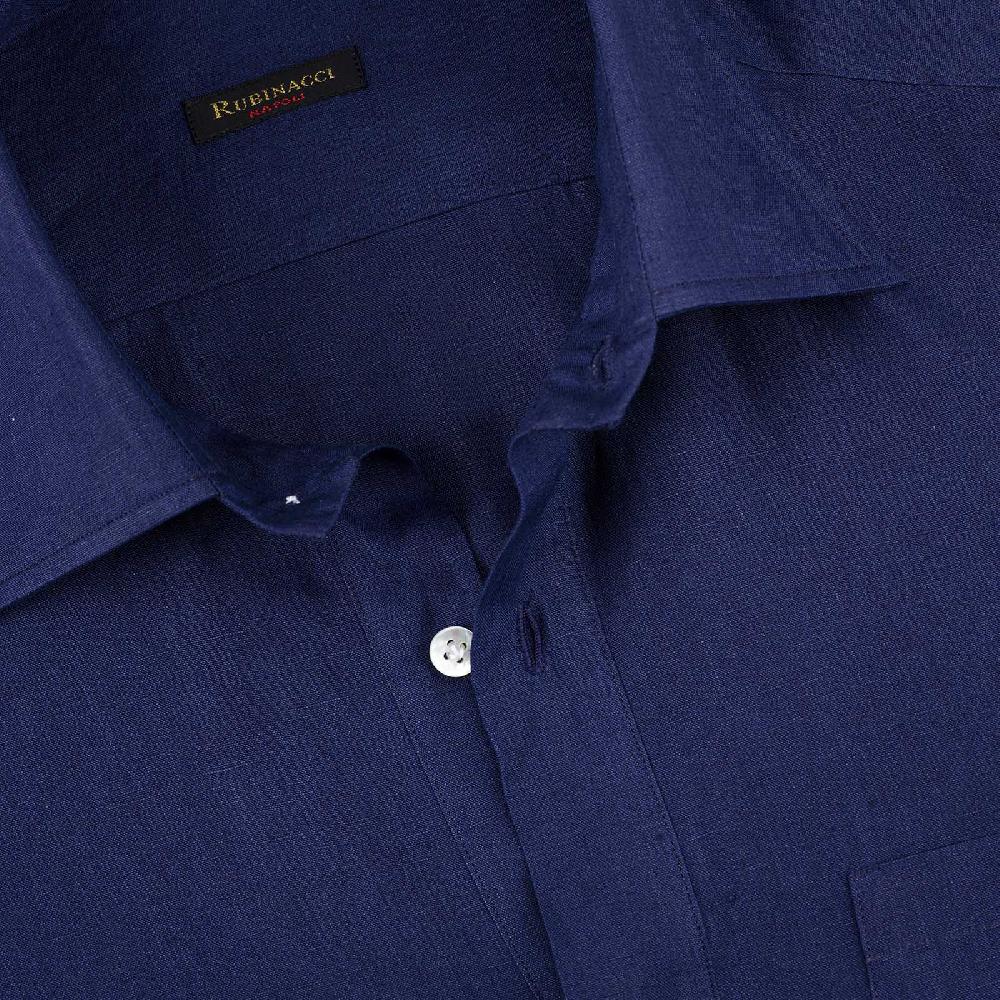 Rubinacci Polo in lino bluette In Vendita