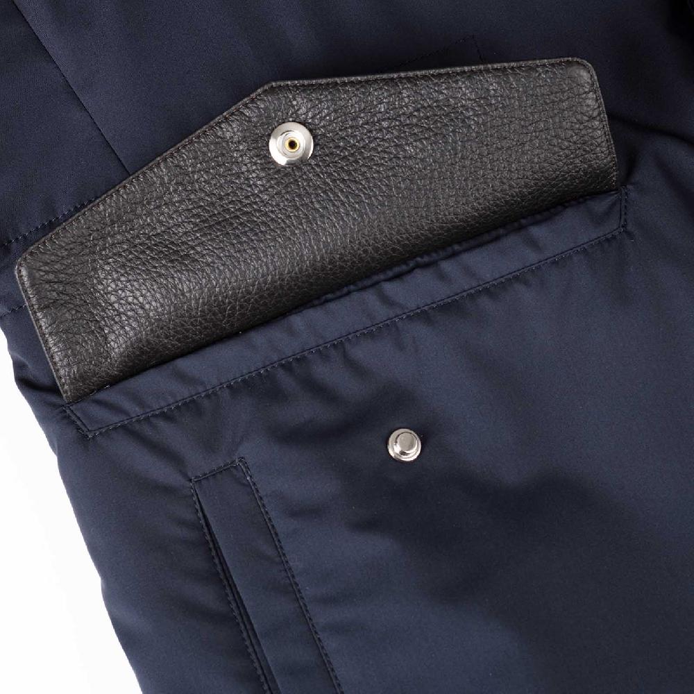 Rubinacci Giaccone in seta impermeabile blu Fino al 50% di sconto