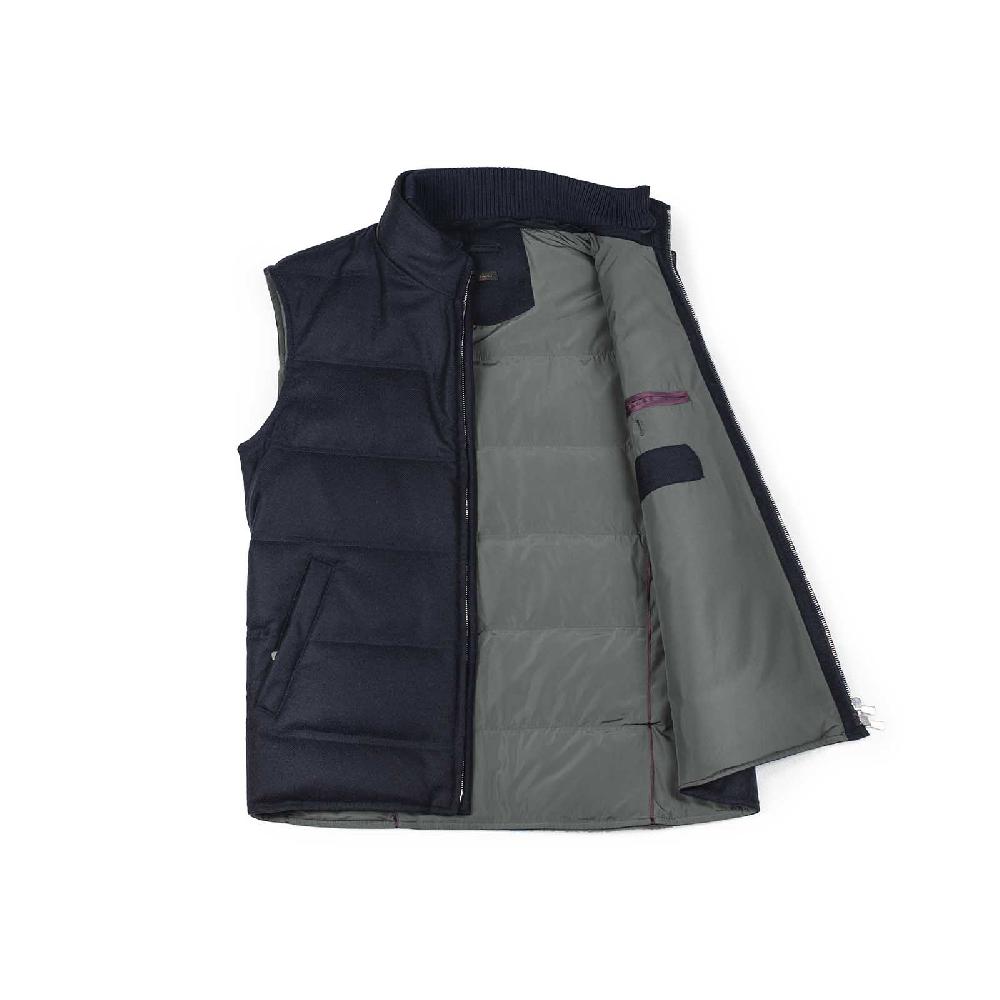Rubinacci Gilet trapuntato lana e cashmere blu 2025