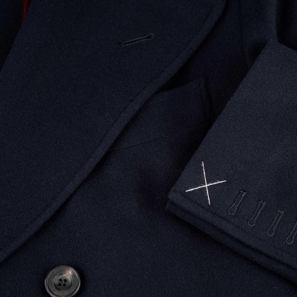 Rubinacci Cappotto Ulster in lana super 200's blu In Linea