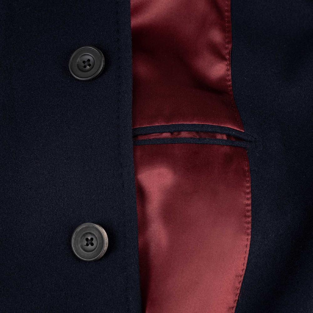 Rubinacci Cappotto Ulster in lana super 200's blu In Linea