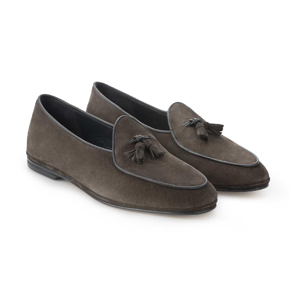 Rubinacci Marphy velour ebano con nappine In Linea