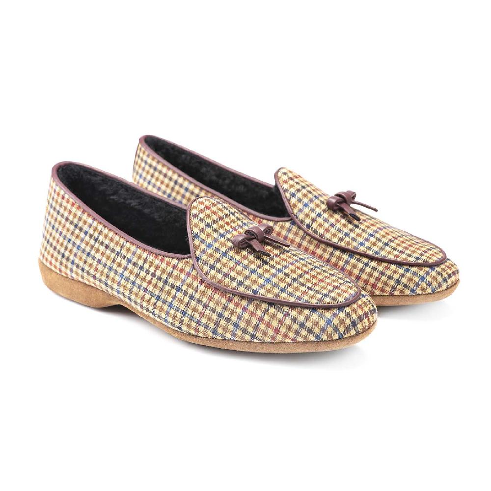 Rubinacci Vintage archive pantofola quadretti marrone Presa