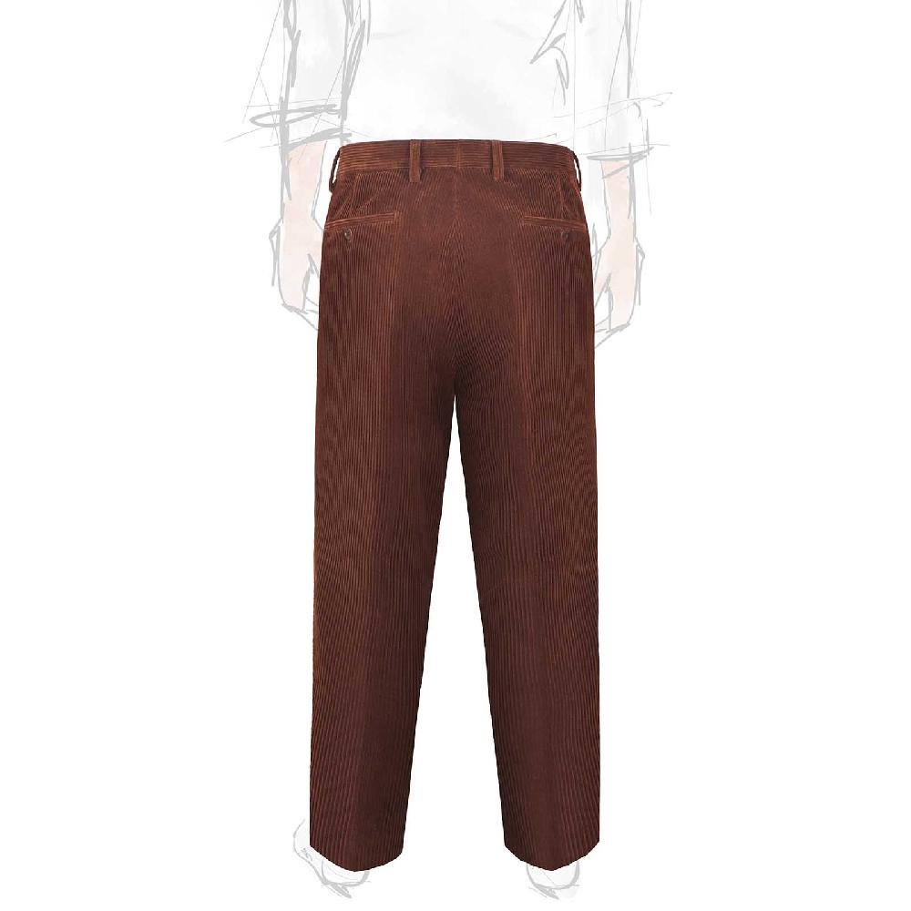 Rubinacci Pantalone 2 pinces in velluto a coste marrone Flash Sale
