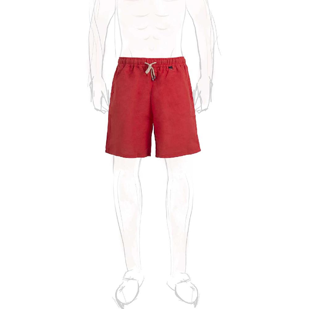 Rubinacci Costume da bagno rosso in lino e cotone