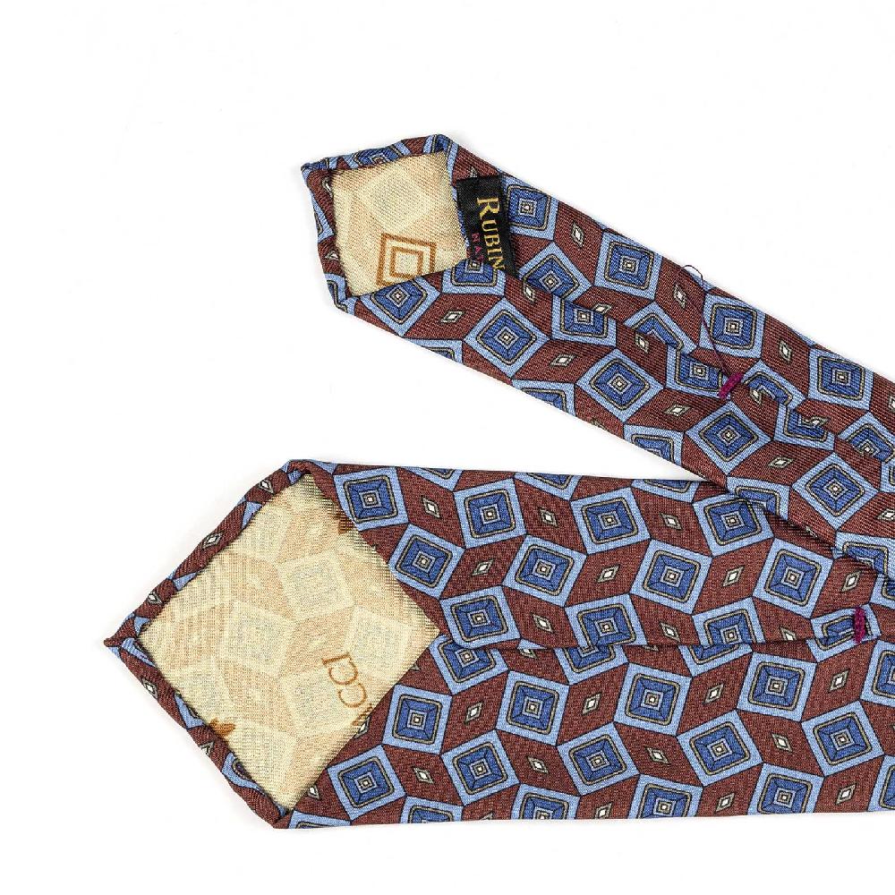Rubinacci Cravatta in twill di seta con stampa geometrica bordeaux Offerta speciale della fabbrica