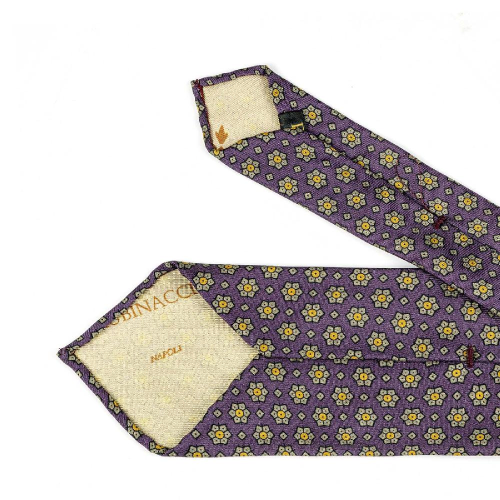 Rubinacci Cravatta in twill di seta con stampa floreale vino Enormi sconti