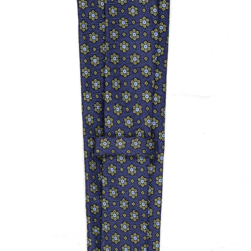 Rubinacci Cravatta in twill di seta con stampa floreale blu Qualità