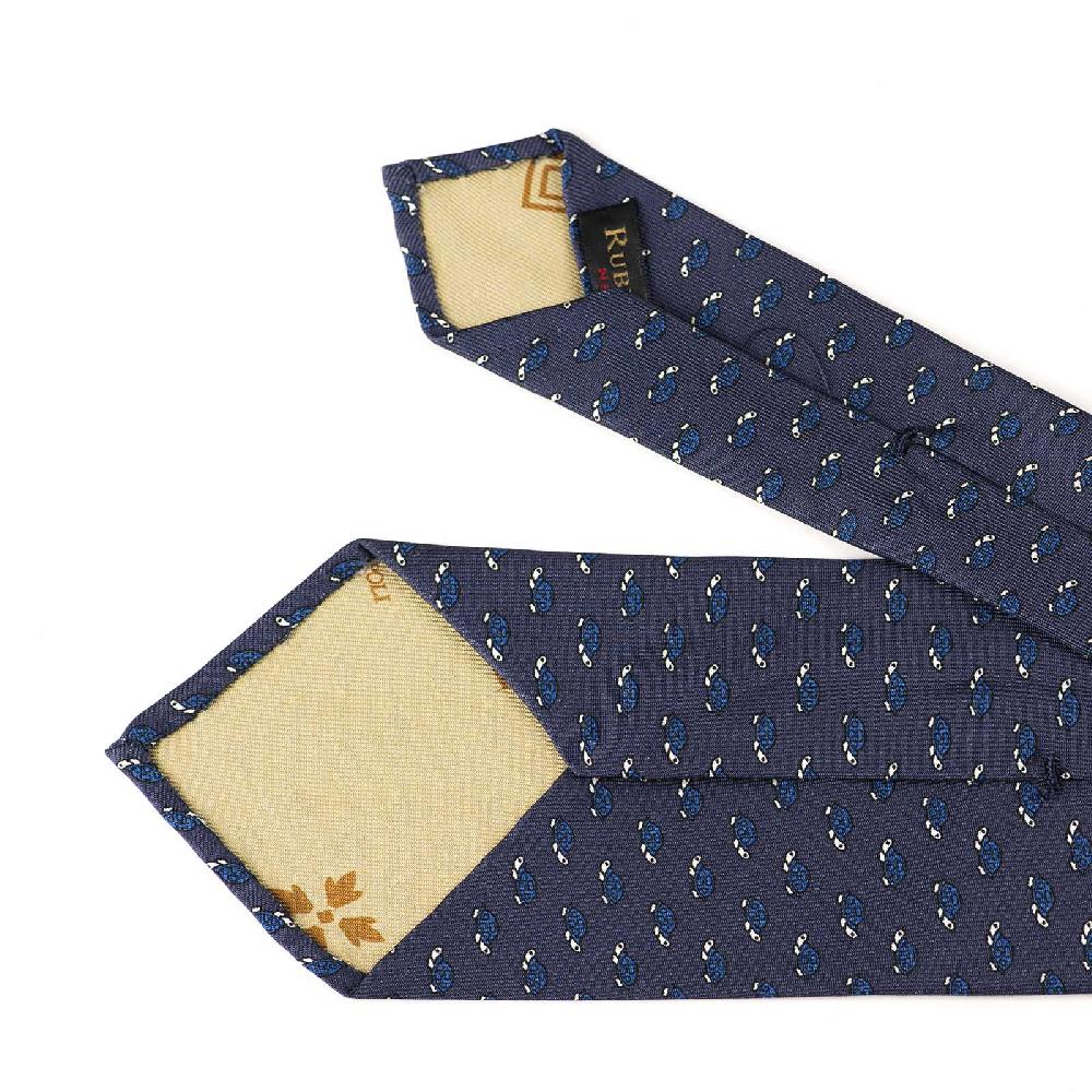 Rubinacci Cravatta in twill di seta con stampa tartaruga blu Consegna Veloce