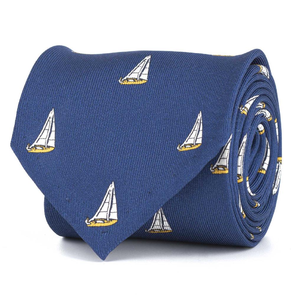 Rubinacci Cravatta in twill di seta con stampa vela gialla Shopping Online