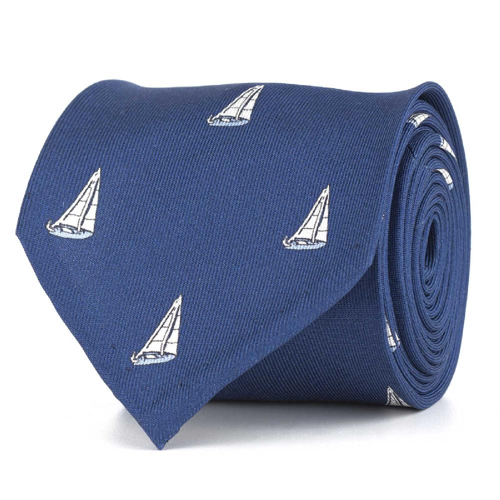 Rubinacci Cravatta in twill di seta con stampa vela celeste Sottocosto