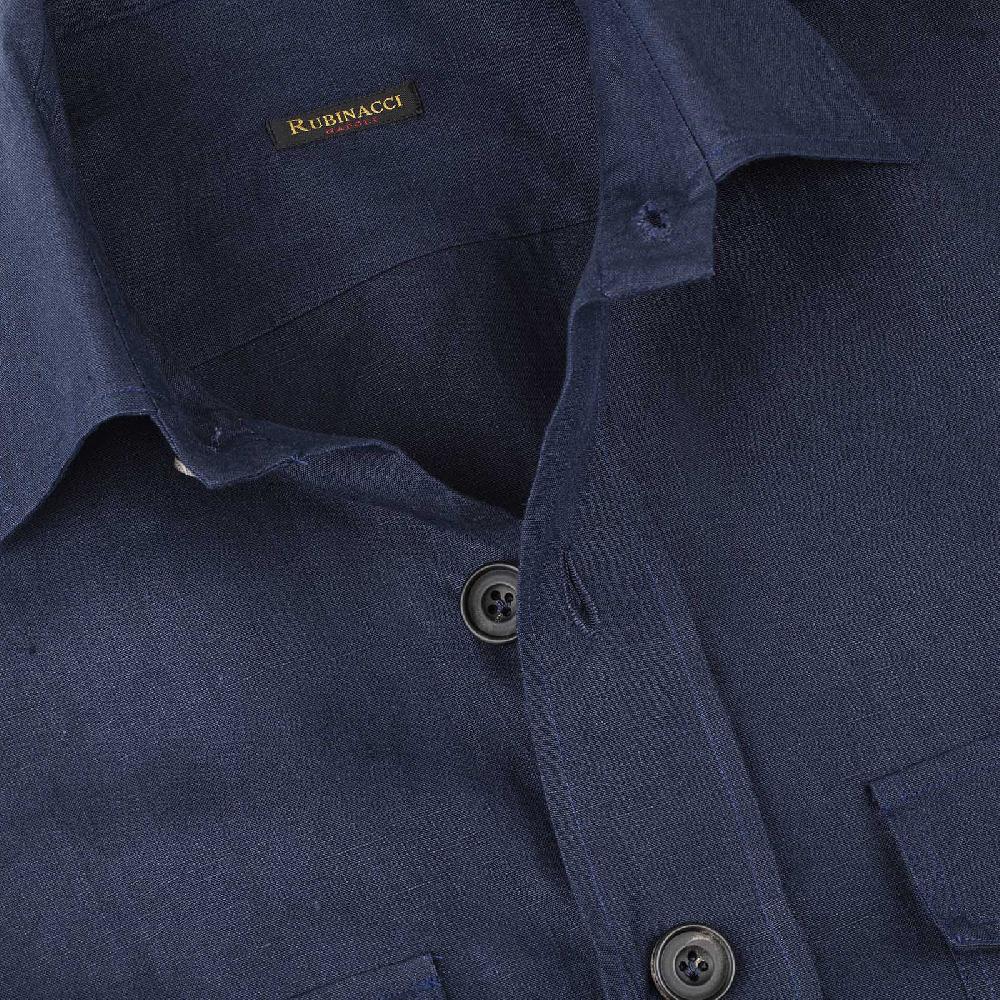 Rubinacci Sahariana in lino blu Prezzo Ridotto