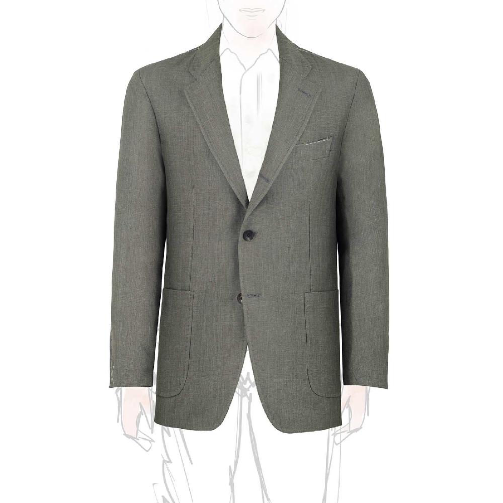 Rubinacci Giacca in lino verde militare Presa