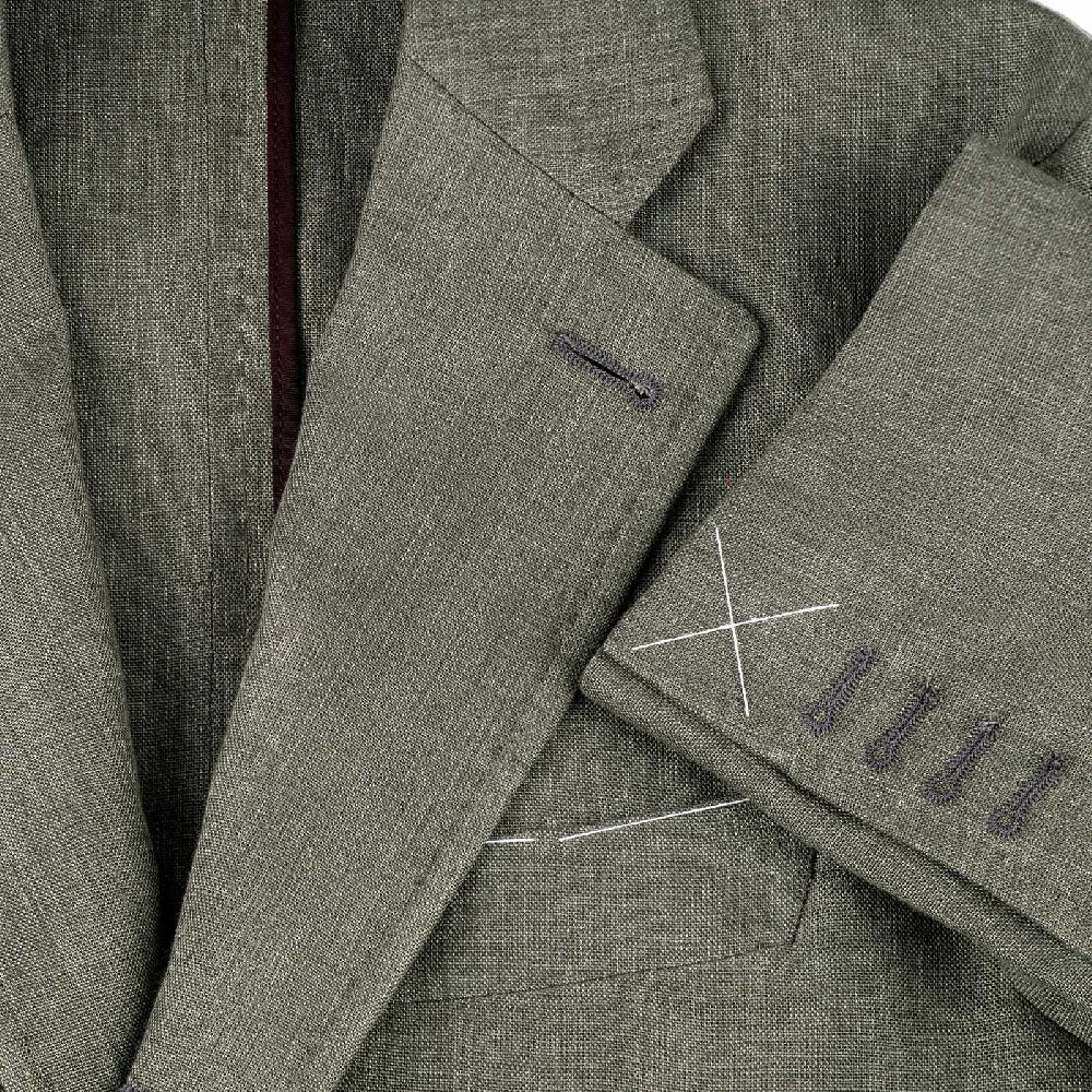 Rubinacci Giacca in lino verde militare Presa