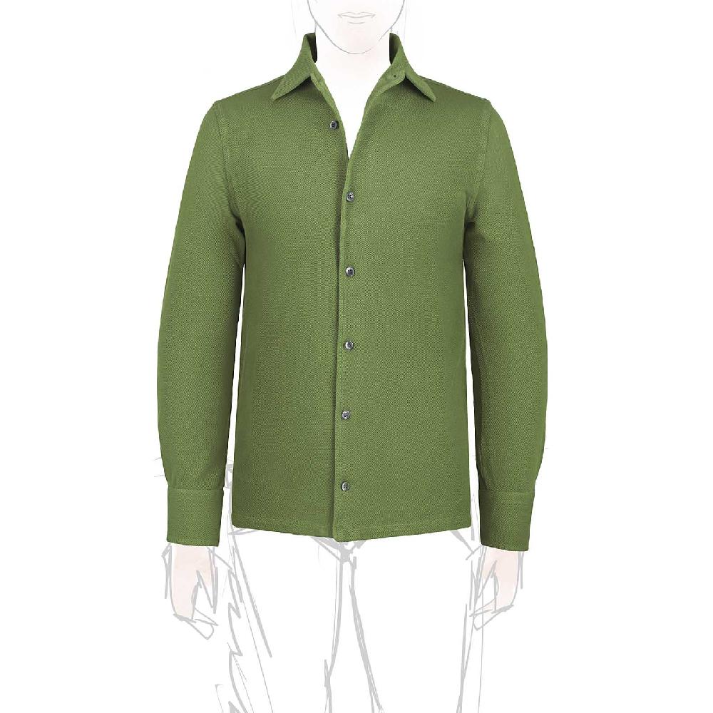 Rubinacci Camicia in piquet oliva Flash Sale