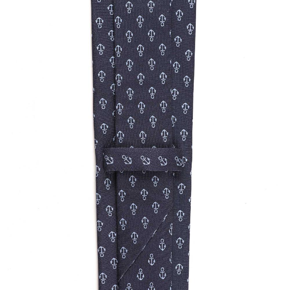 Rubinacci Cravatta in twill di seta con stampa ancora azzurra Fino al 50% di sconto