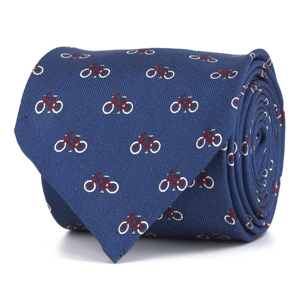 Rubinacci Cravatta in twill di seta con stampa bicicletta rossa Discount Store per i nuovi prodotti