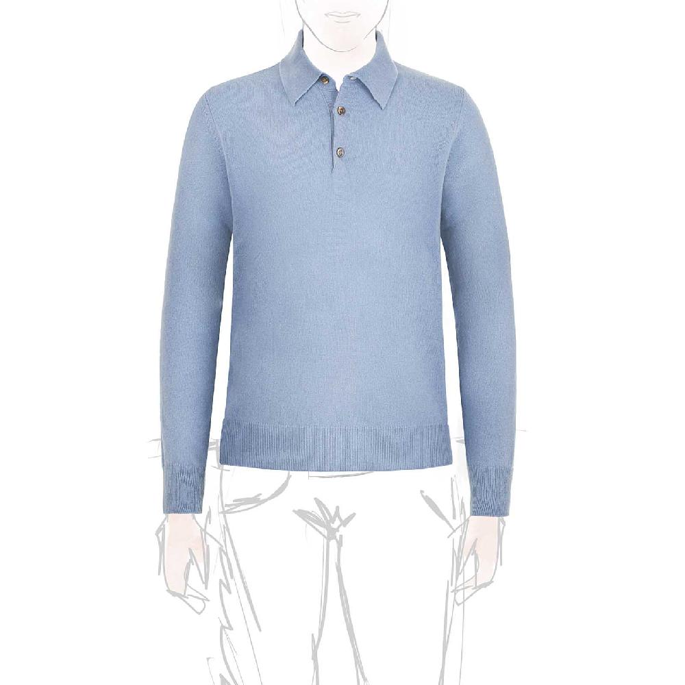 Rubinacci Polo in cashmere azzurro polvere Moda