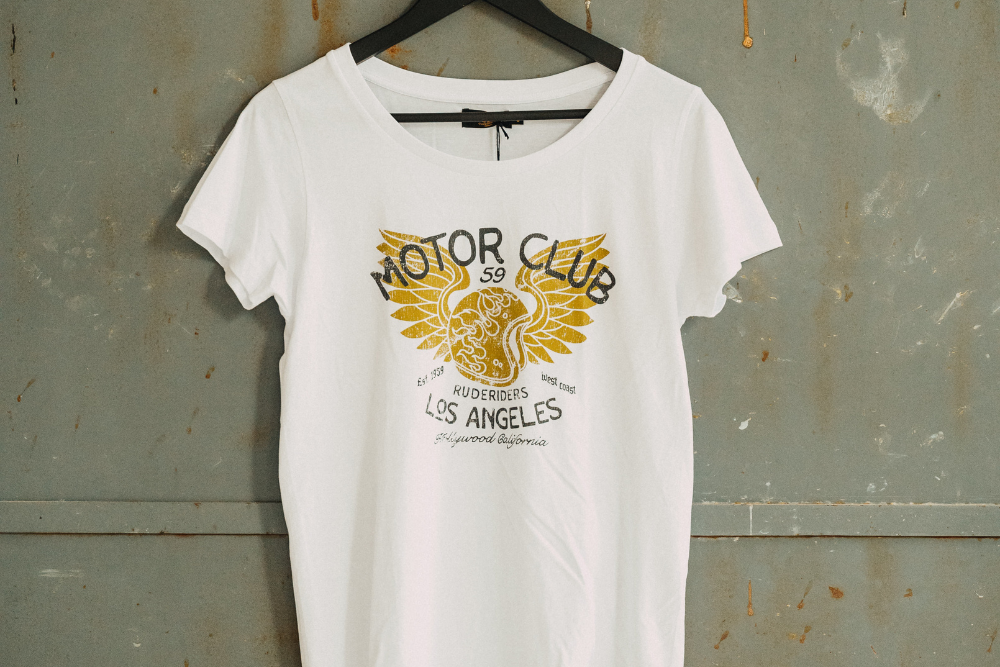 Rude Riders T-Shirt Donna Motor Brigade Bianca Outlet