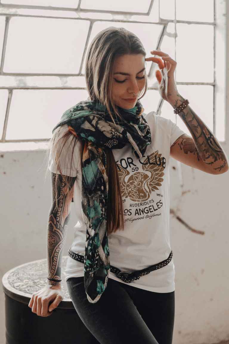 Rude Riders T-Shirt Donna Motor Brigade Bianca Outlet