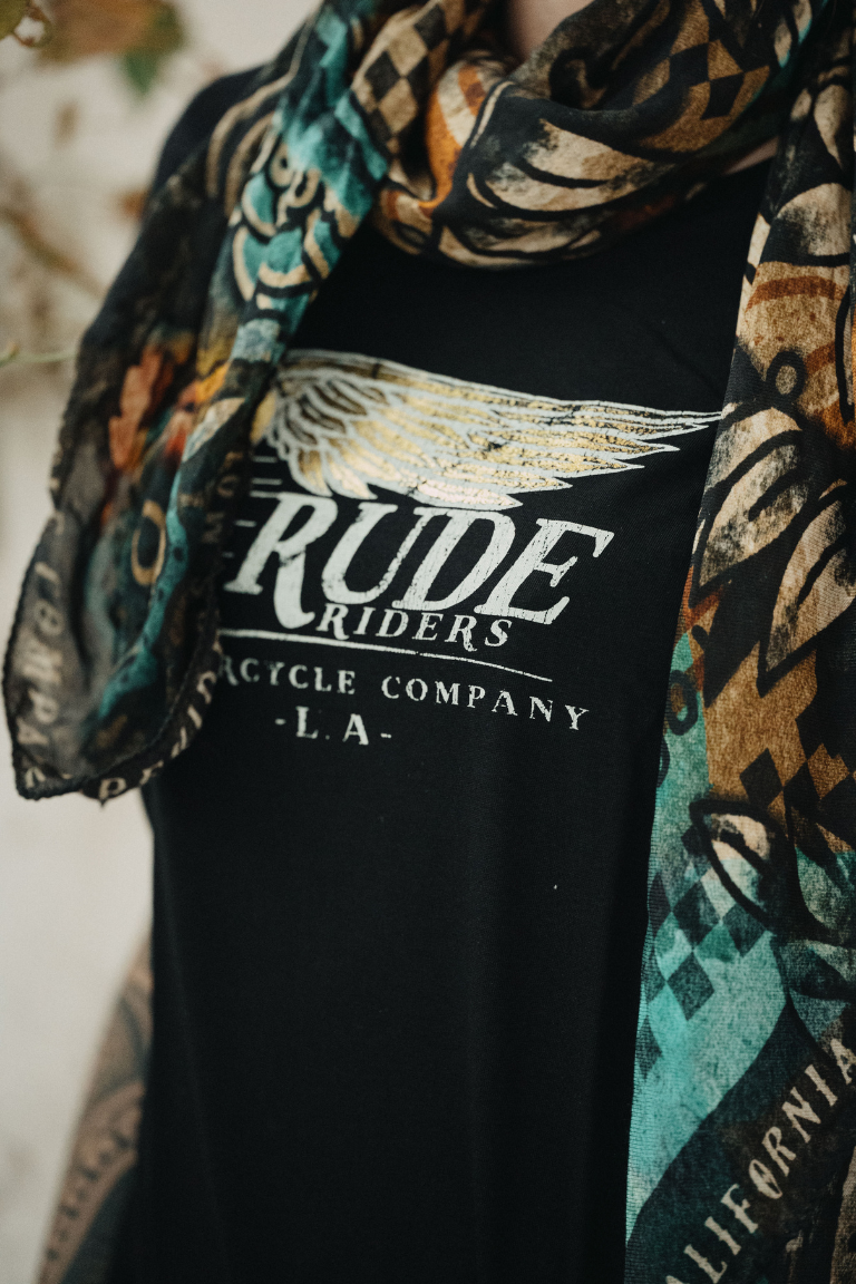 Rude Riders T-Shirt Donna Flying Wheel Nera In Vendita