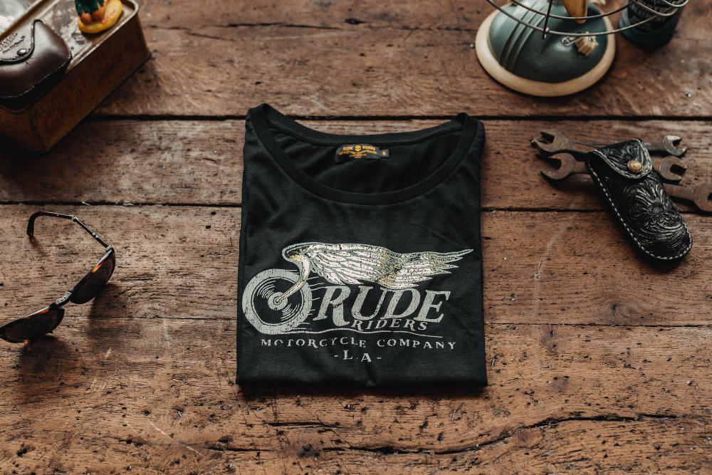 Rude Riders T-Shirt Donna Flying Wheel Nera In Vendita