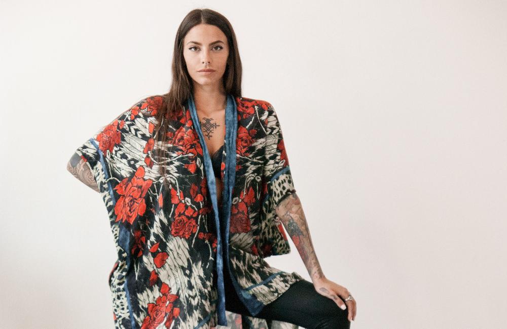 Rude Riders Kimono Donna Roses In Vendita