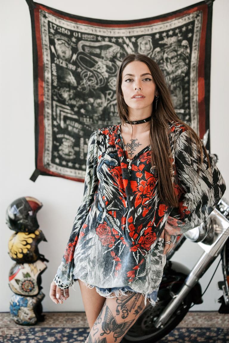 Rude Riders Shirt Donna Roses Nuova