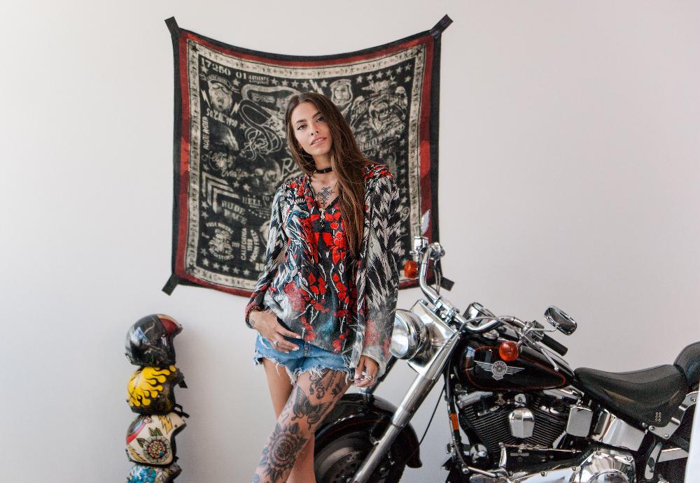 Rude Riders Shirt Donna Roses Nuova
