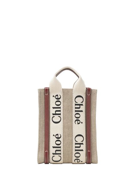 CHLOÉ Tote Bag Mini North South In White - Brown - CHLOÉ In Saldo