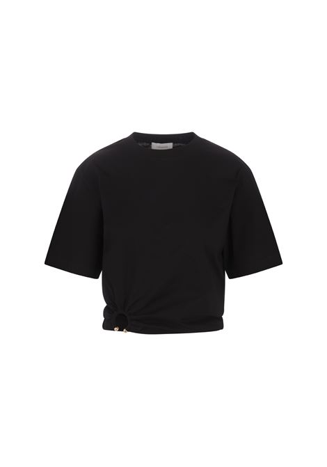 RABANNE T-Shirt Crop Nera Con Dettaglio Anello Laterale - RABANNE Qualità