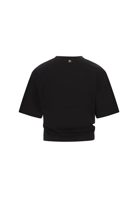 RABANNE T-Shirt Crop Nera Con Dettaglio Anello Laterale - RABANNE Qualità