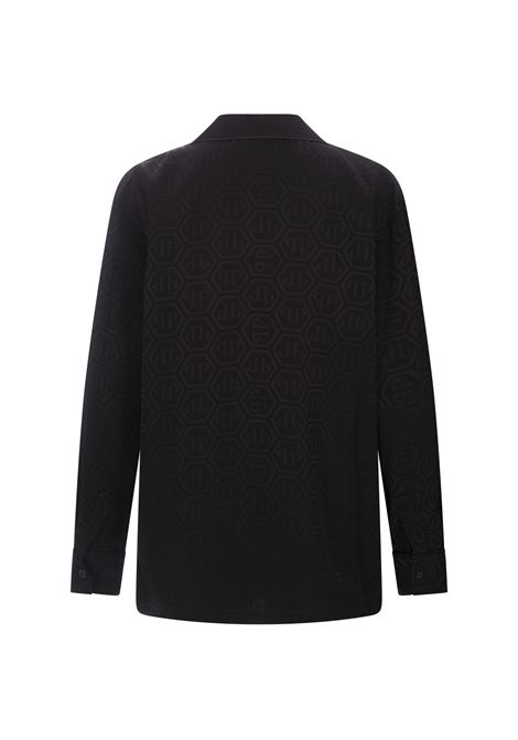 PHILIPP PLEIN Camicia Stile Pigiama Monogram Nera - PHILIPP PLEIN Promozione