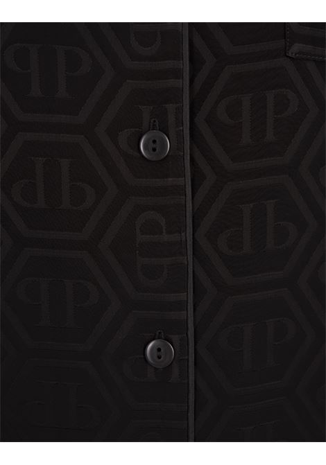 PHILIPP PLEIN Camicia Stile Pigiama Monogram Nera - PHILIPP PLEIN Promozione