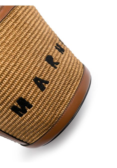 MARNI Borsa Tropicalia Piccola In Pelle Marrone e Rafia Naturale - MARNI Sottocosto