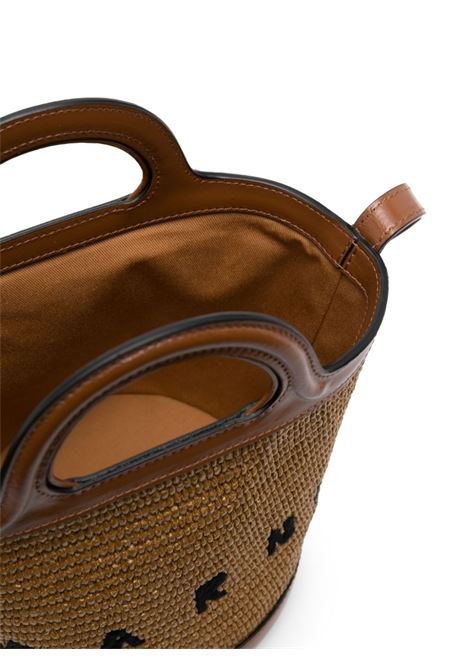 MARNI Borsa Tropicalia Piccola In Pelle Marrone e Rafia Naturale - MARNI Sottocosto