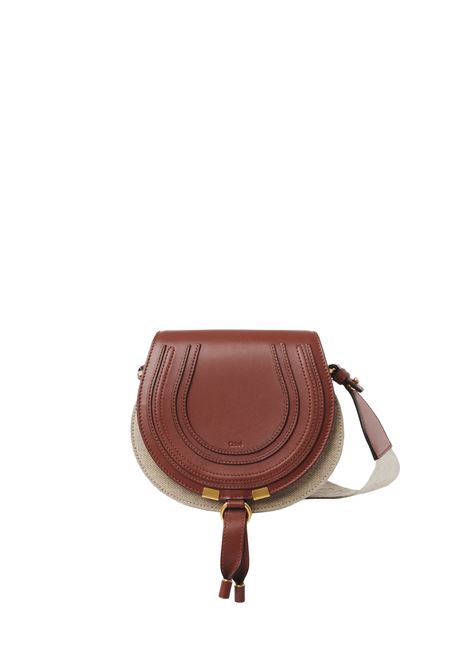CHLOÉ Borsa Saddle Piccola Marcie In Lino e Pelle Marrone - CHLOÉ Outlet